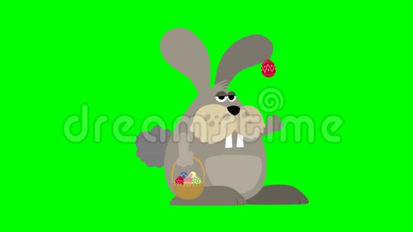 复活节兔子卡通动画播放红蛋视频的预览图