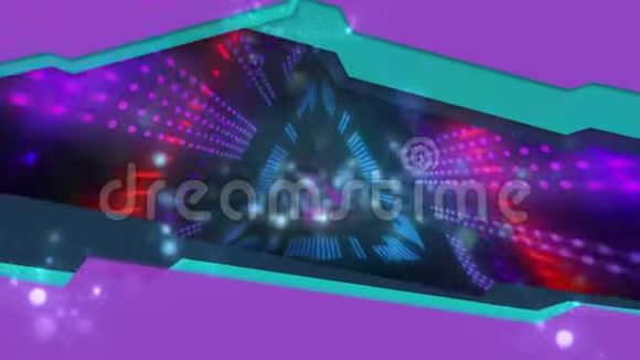 红色蓝色和紫色发光的脉动三角形移动动画视频的预览图
