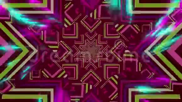 紫色绿色和粉红色恒星抽象形状脉动的动画视频的预览图
