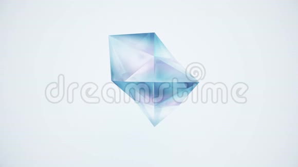 蓝色闪亮的水晶在白色魅力背景上随机变换优质动态动画彩色背景视频的预览图
