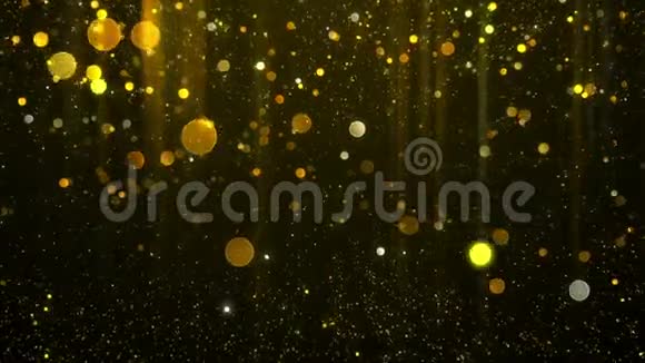 抽象的金光和波克粒子运动背景环视频的预览图