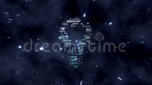 用白色字母在黑色背景上填充文字的灯泡形状动画视频的预览图