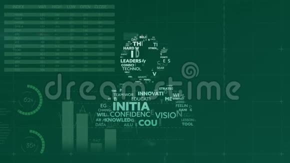 用绿色背景上的白色和绿色字母填充单词的人图标动画视频的预览图