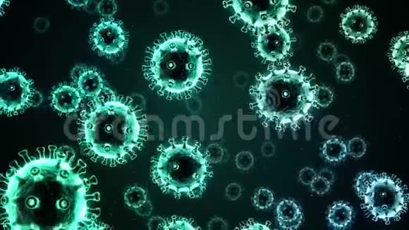 显微漂浮电晕病毒covid19细胞3D动医学和微生物学概念背景循环视频的预览图