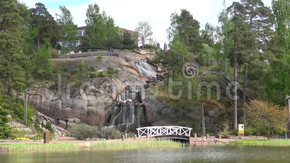 水上公园Sapokka的瀑布景观Kotka芬兰视频的预览图