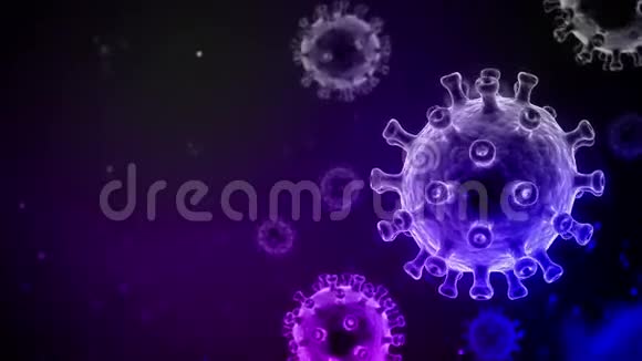 covid19冠状病毒细胞三维渲染医学动画背景循环与共空间为您的文本视频的预览图