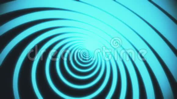 摘要背景与霓虹灯圆隧道彩色蓝色霓虹灯组成的圆形隧道三维渲染动画视频的预览图