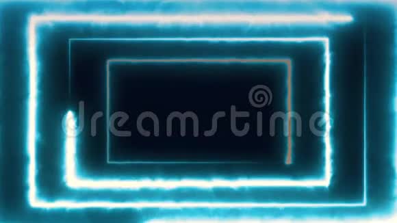 霓虹灯背景通过无尽的发光旋转霓虹灯长方形创造了隧道蓝色红色粉红色紫色光谱视频的预览图