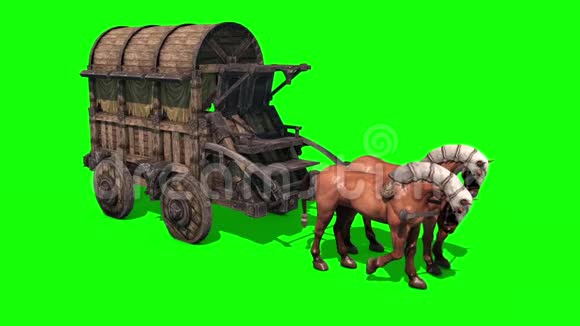 马车顶部绿色屏幕3D渲染动画视频的预览图