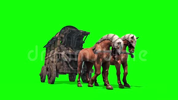 马车绿幕3D渲染动画视频的预览图