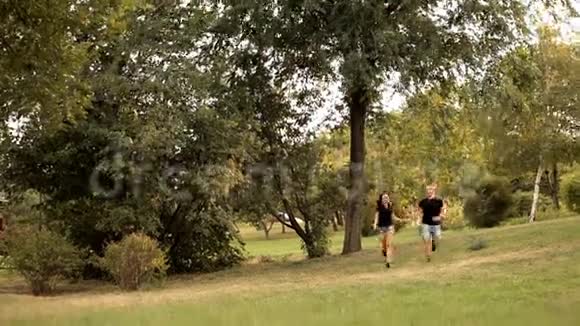 情侣在公园度假时散步视频的预览图