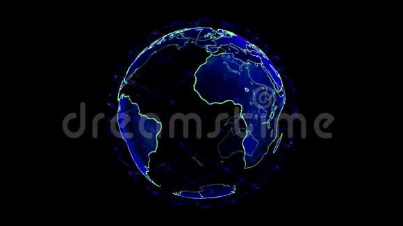 数字地球数据地球抽象三维渲染卫星星链视频网络连接世界卫星卫星视频的预览图