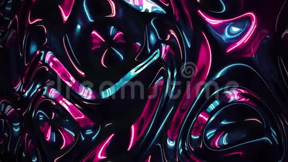 抽象液体全息多色霓虹灯箔背景明亮的波浪表面创造性的生机勃勃的纹理艺术视频的预览图