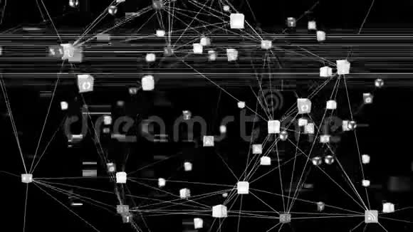 在黑色背景下旋转的连接网络故障地球仪的动画视频的预览图