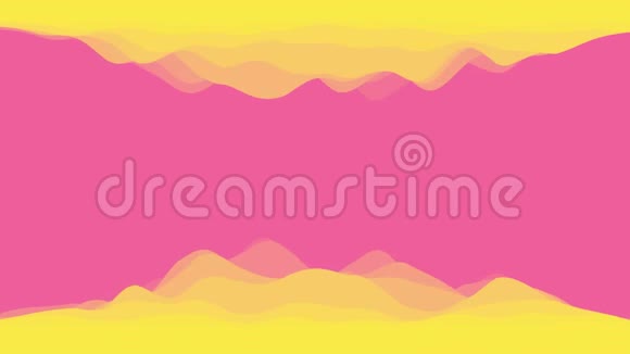 用明亮的黄色和粉红色抽象出五颜六色的波浪背景现代彩色壁纸3D渲染循环视频的预览图
