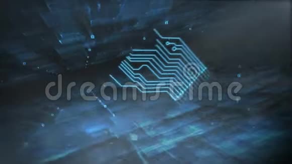 蓝色背面二进制编码数据处理和计算机电路板处理器元件动画视频的预览图