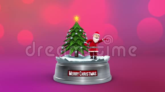 圣诞老人舞蹈圣诞树循环动画背景3D渲染动画视频的预览图