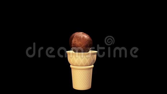 冰淇淋巧克力奶油巧克力阿尔法哑光三维渲染动画视频的预览图