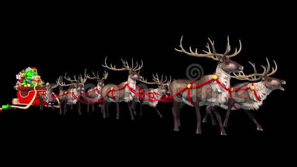 雪橇驯鹿圣诞礼物雪哑光3D渲染动画视频的预览图