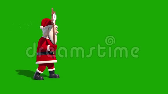 圣诞圣诞老人伍德标志圣诞快乐绿色屏幕3D渲染动画视频的预览图