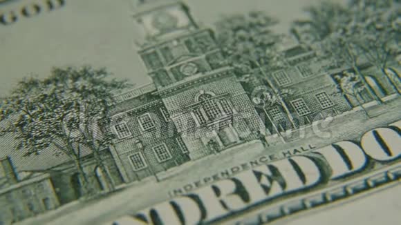 独立大厅100美元钞票特写视频的预览图