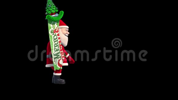 圣诞老人标志布圣诞快乐阿尔法哑光3D渲染动画视频的预览图