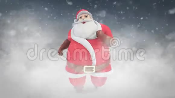 圣诞老人克劳斯跑循环前雪暴圣诞3D渲染动画循环视频的预览图