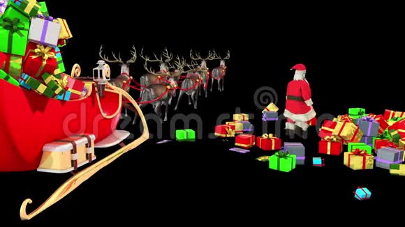 圣诞老人克劳斯驯鹿圣诞雪礼物动画背景3D动画视频的预览图