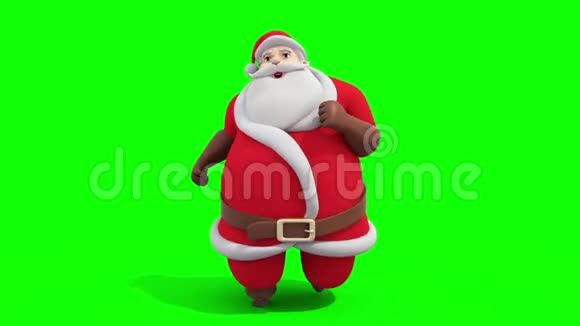 圣诞老人运行循环前圣诞绿屏3D渲染动画循环视频的预览图