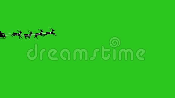 圣诞老人雪橇轮廓绿色屏幕圣诞3D渲染动画视频的预览图