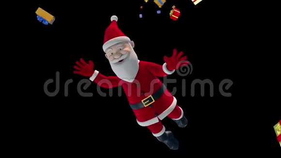 圣诞老人放飞圣诞礼物阿尔法Matte3D渲染动画视频的预览图