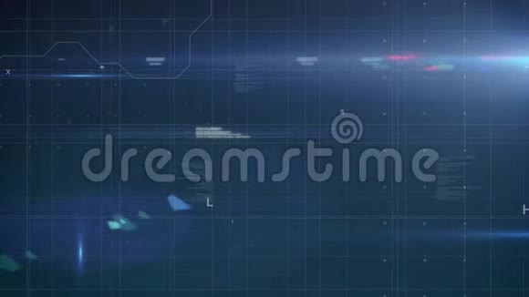 在发光蓝色背景上的范围扫描数据处理动画视频的预览图