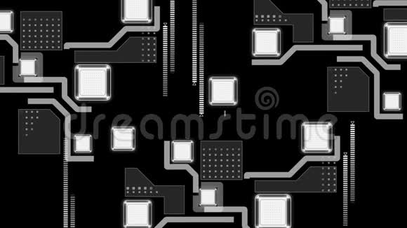 黑色背景下网络连接标记扫描和数据处理动画视频的预览图