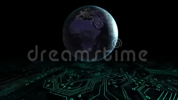 全球旋转数据处理与计算机处理器动画视频的预览图