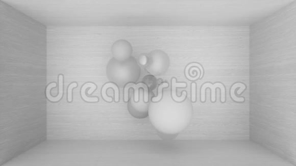 3D动画球和气球在木箱里飞行视频的预览图