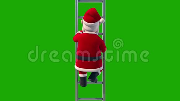 圣诞老人爬楼梯圣诞绿幕3D渲染动画视频的预览图
