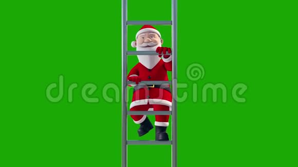 圣诞老人爬楼梯圣诞绿屏3D渲染动画视频的预览图