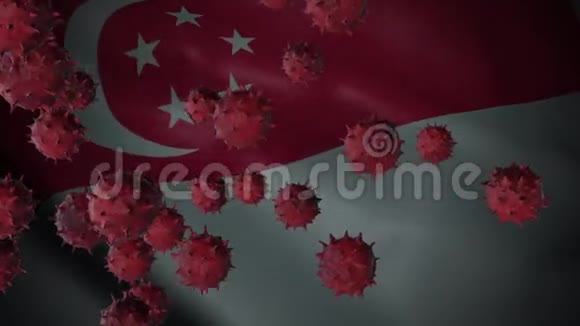 冠带病毒爆发与新加坡旗冠状病毒概念视频的预览图