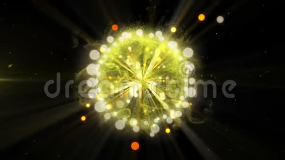 在黑色b上流动的金色发光的信息粒子和连接的爆炸动画视频的预览图