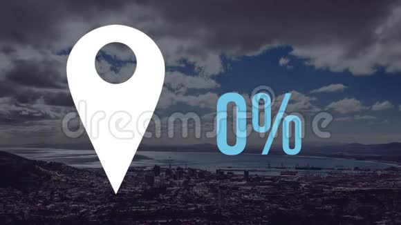 以百分比和城市为背景的位置图标动画视频的预览图