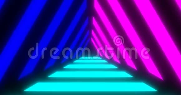 以三角形形式的VJ循环未来主义科幻霓虹灯隧道视频的预览图