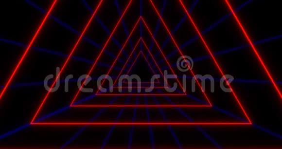 以三角形形式的VJ循环未来主义科幻红色霓虹灯隧道视频的预览图