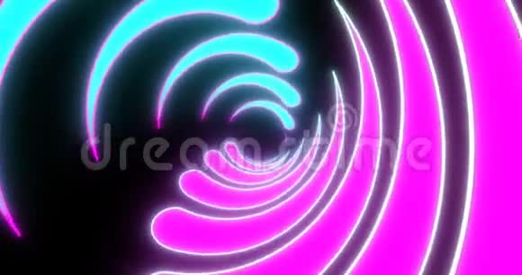 以圆圈形式出现的VJ循环未来主义科幻霓虹灯隧道视频的预览图