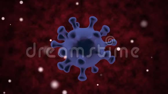 病毒细胞红色背景上的抽象感染形式加载3D动画视频的预览图