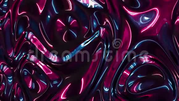 蓝色和紫色的彩虹金属箔纹理的抽象背景平滑的移动波流图形和图形视频的预览图