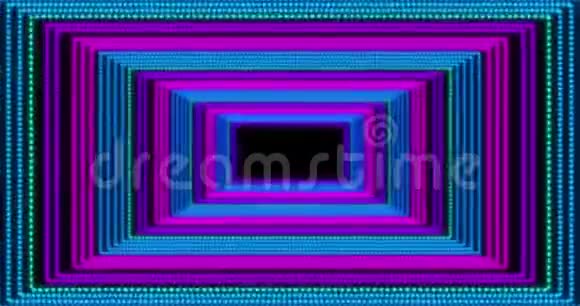 矩形无缝环粉色和蓝色霓虹灯VJ科幻隧道视频的预览图