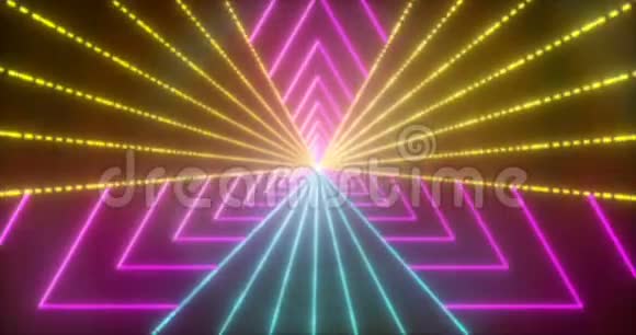 三角形无缝环多色霓虹灯VJ科幻隧道视频的预览图