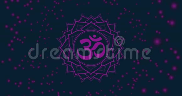 动画轮萨哈萨拉第七个符号是紫色42片花瓣中的莲花异热症瑜伽偶像Om标志视频的预览图