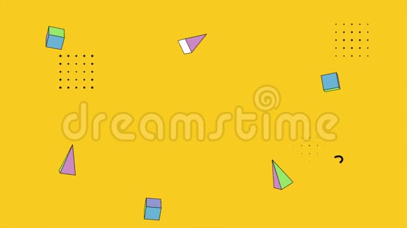 运动抽象几何形状色彩斑斓的孟菲斯背景视频的预览图