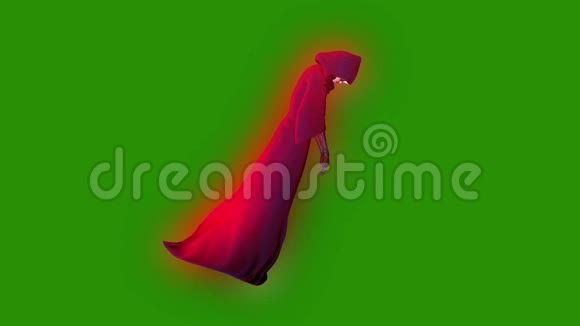 幽灵实体女巫飞行周期侧绿屏3D渲染动画视频的预览图
